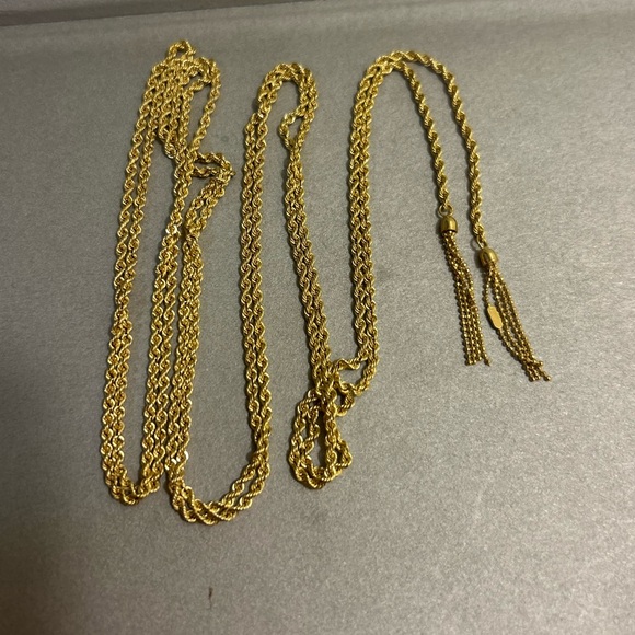 MILOR ITALY 14K YELLOW GOLD ROPE TASSEL tie extra long chain NECKLACE not scrap - Picture 2 of 16